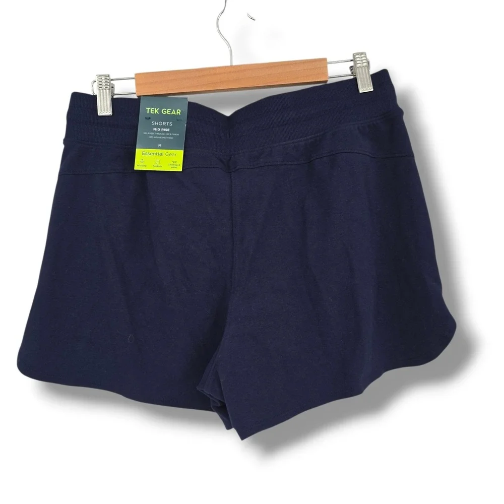 New Tek Gear Womens Navy Blue Essential Gear Mid Rise Active Shorts Size Medium